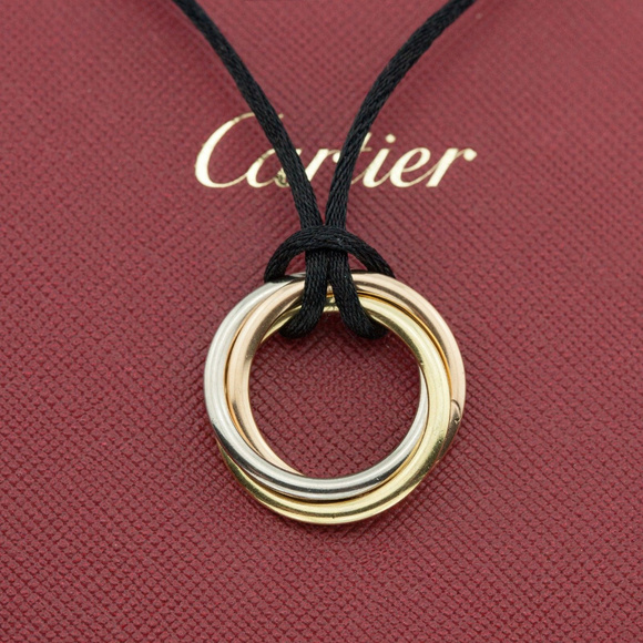 SOLD! CARTIER 18K Tri-color Gold Womens Pendant - Picture 2 of 5